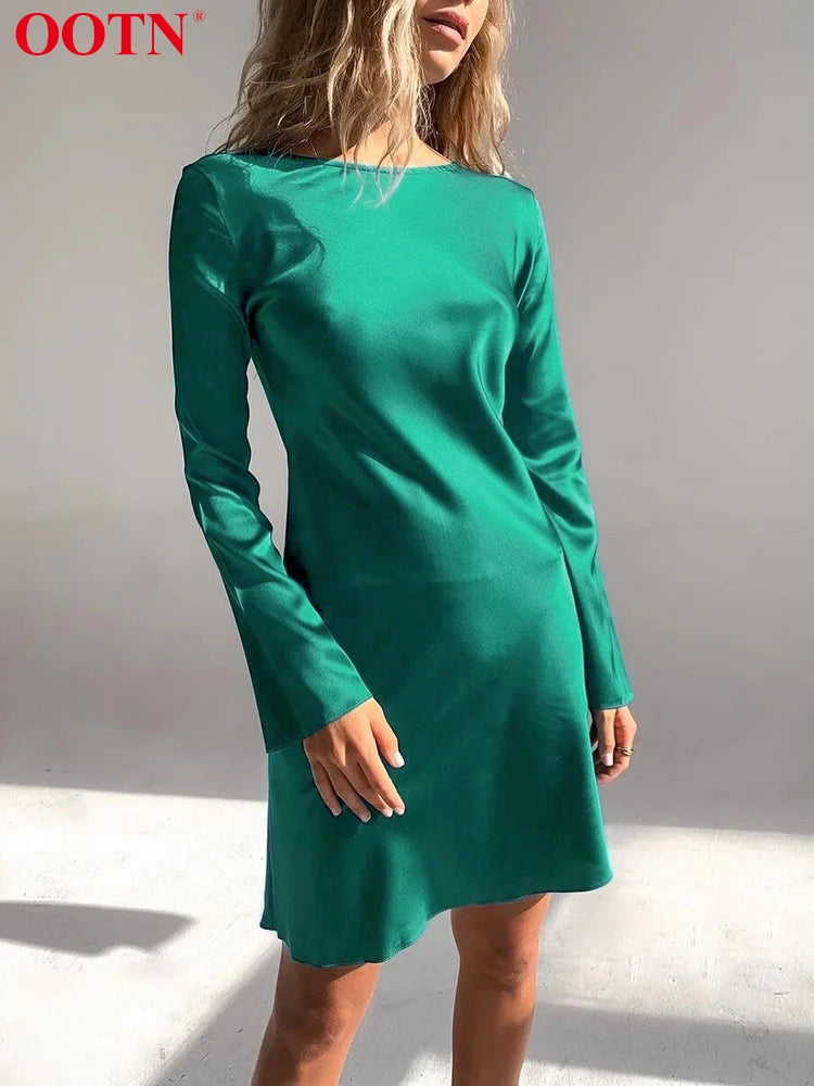 Graceful A-Line Dress Women Spring O-Neck Office Lady