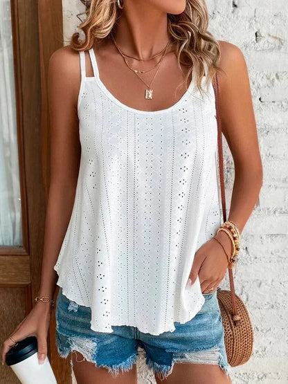 Simple Boho Camis Tops Women's Hollow Out Top Pullovers
